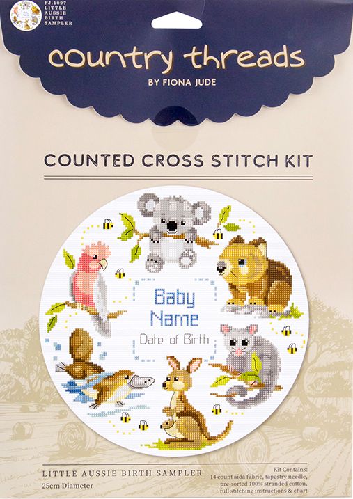 Country Threads  Little Aussie Birth Sampler Cross Stitch Kit