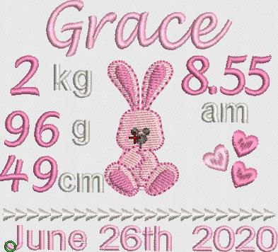 Personalised Harlequin Bunny Pink Cubbie