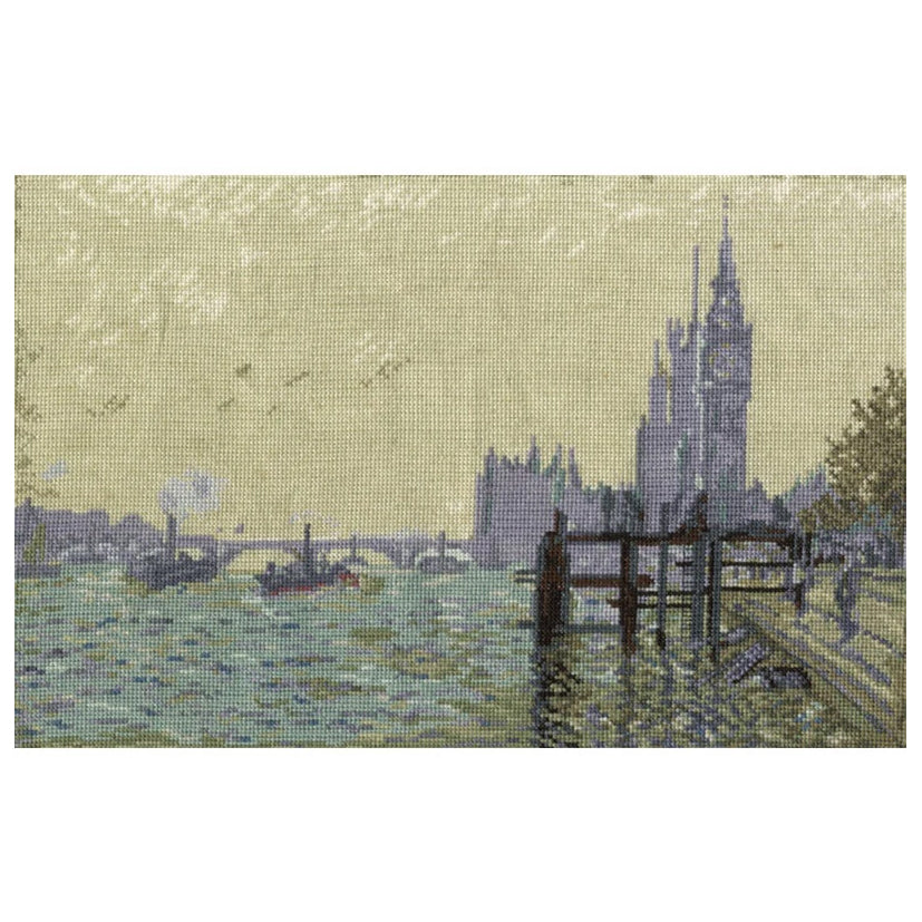 The National Gallery - Monet - The Thames Below Westminster - DMC Cross Stitch Kit