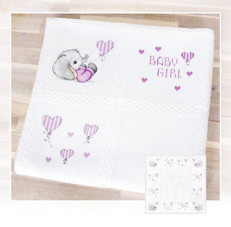 Luca-S Baby Blanket Cross Stitch Kit - Elephant & Heart Kit