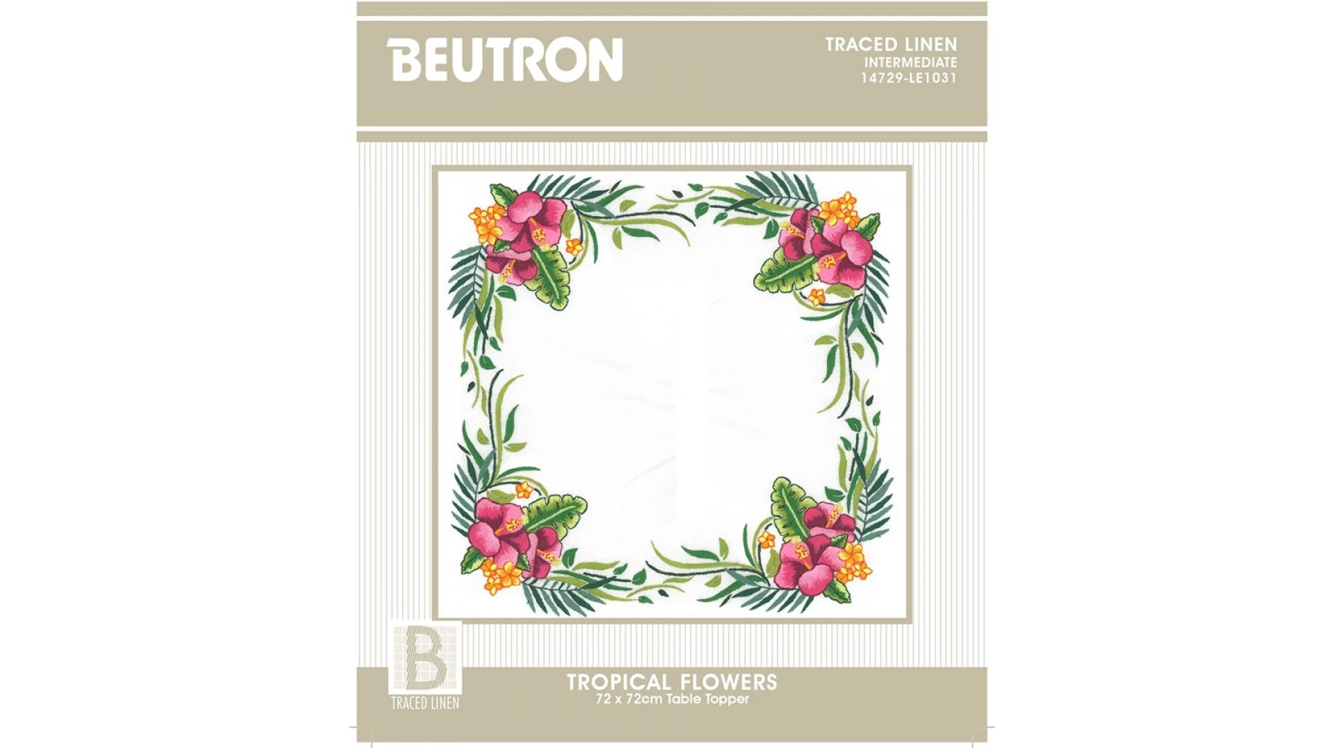 Beutron Table Topper Tropical Flowers - Traced Embroidery Kit