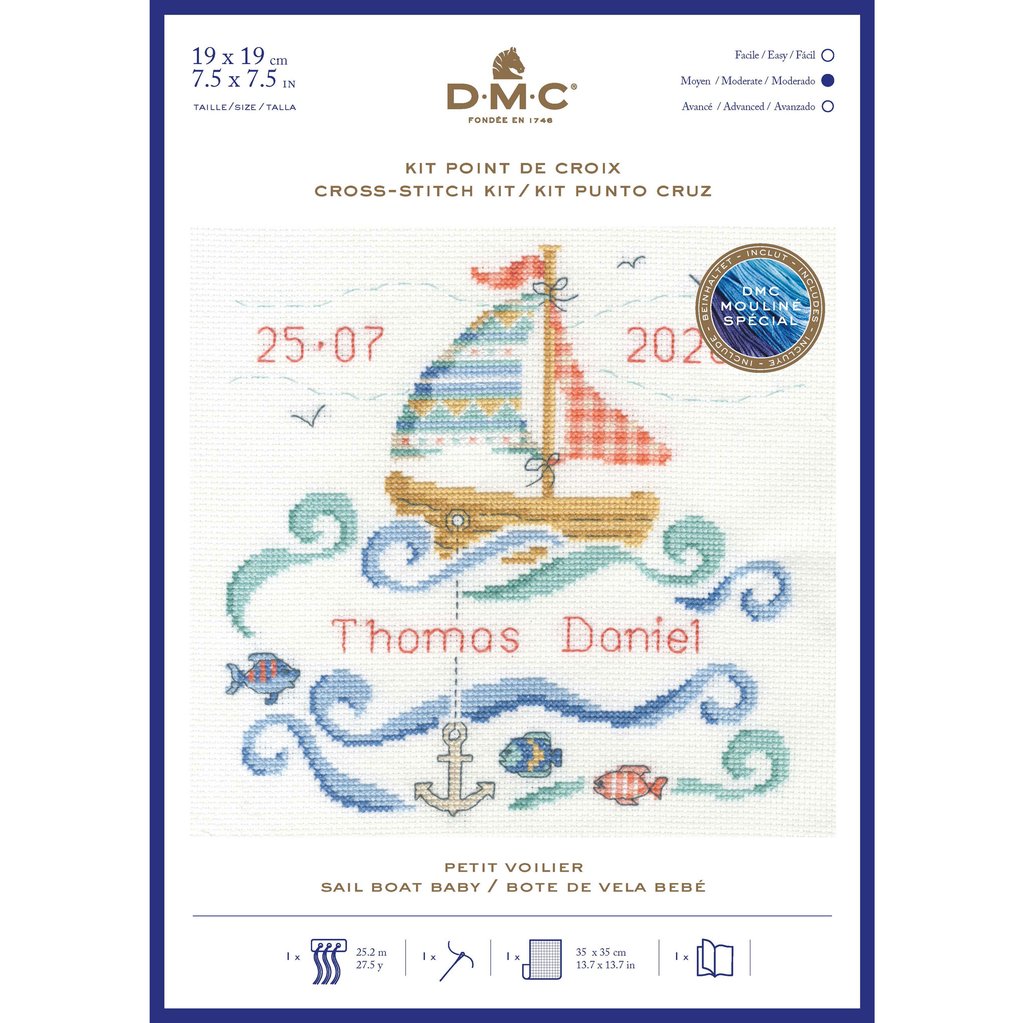 DMC Baby Cross Stitch Kit - Sail Boat Baby