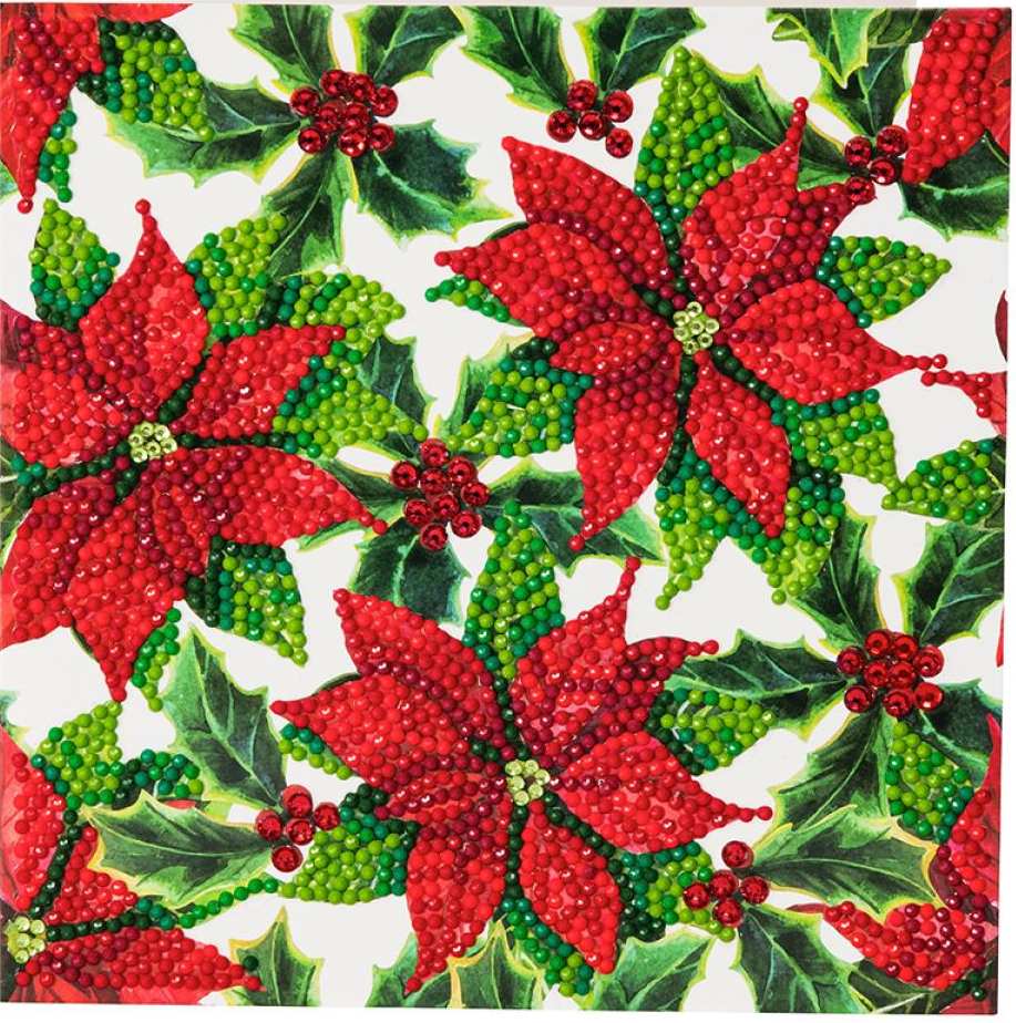 Craft Buddy Crystal Art DIY  Christmas Card -  Poinsettia